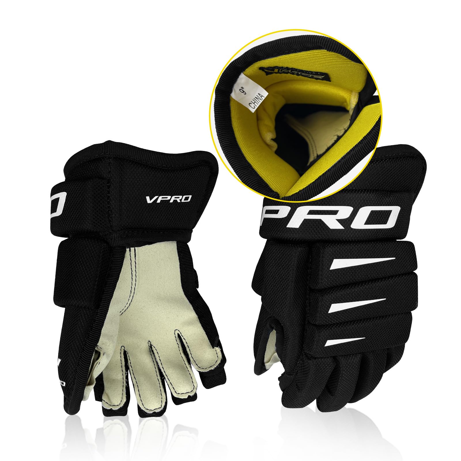 VPRO Ice Hockey Gloves, 8" to 15" Adult Youth Street Hockeys Gloves Lightweight Breathable for Hockey Players, Kids, Junior & Senior - Image 4