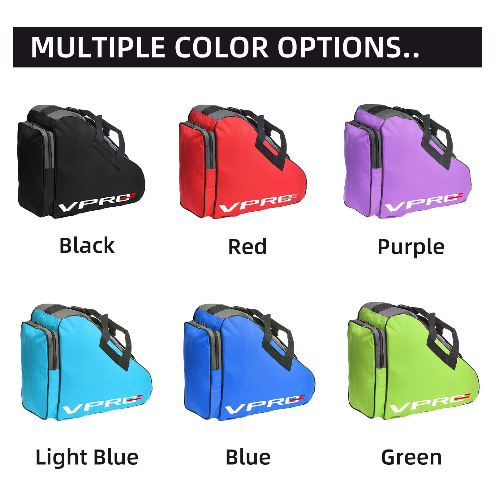 VPRO Ice & Inline Skate Bag - Roller Skate Bag with Adjustable Shoulder Strap and Top Handle for Kids and Adults - Image 3